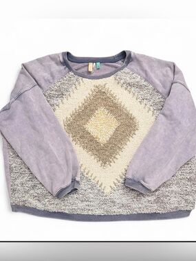 Pilcro Lavender Crewneck Sweater with Diamond Texture